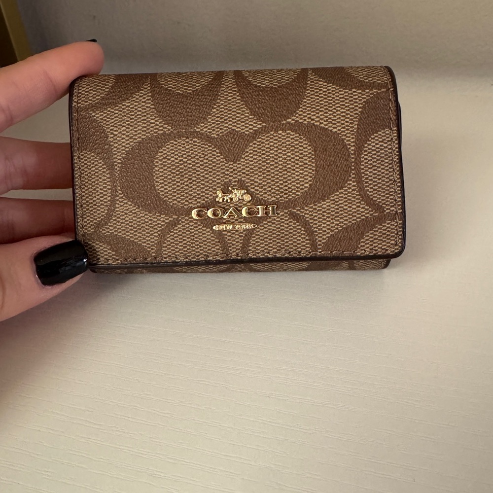 Coach Tan and Brown Signature key case